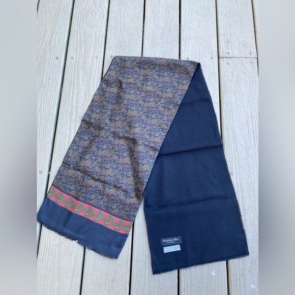 Christian Dior - VINTAGE Monsieur long silk paisley pattern & wool lining - Picture 1 of 3